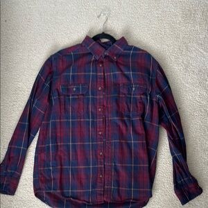 Men's Plaid Button-Up Shirt - Red and Blue